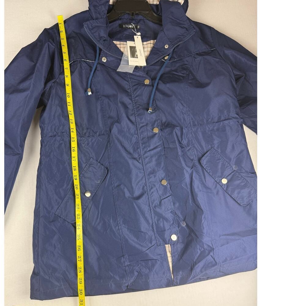 LOMON Women's Waterproof Hooded Raincoat - Navy Blue XL - Picture 4 of 8
